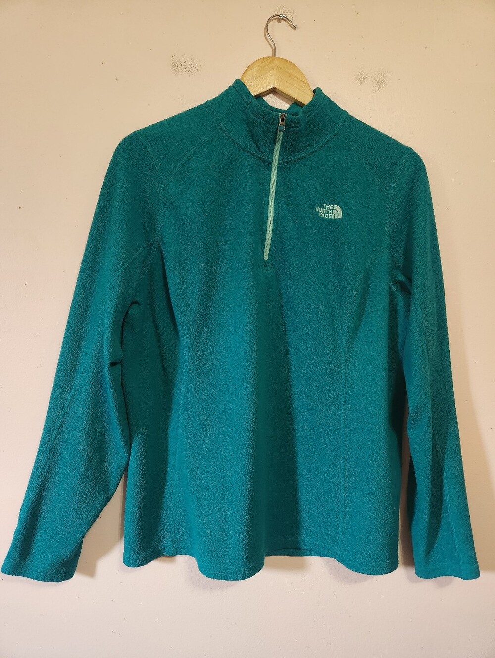 The North Face Glacier 1/4 Zip Fleece Pullover Deep Teal Green Womens XL